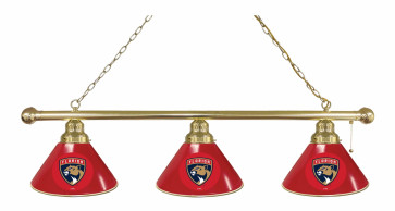 Florida Panthers Logo 3 Shade Billiard Light with Brass Finish