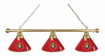 Ottawa Senators Logo 3 Shade Billiard Light with Brass Finish