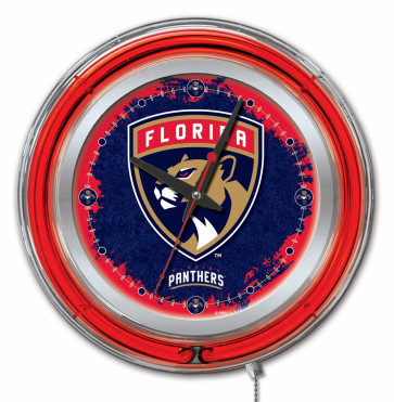 Florida Panthers Logo Neon Clock 15 inch
