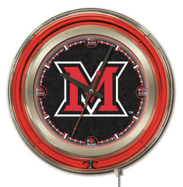 15" Neon Miami University Logo Clock