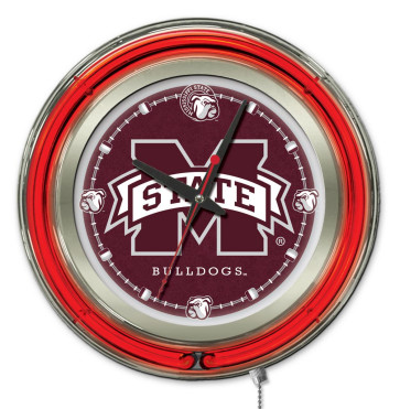 15" Neon Mississippi State University Logo Clock