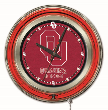 15" Neon University of Oklahoma Logo Clock