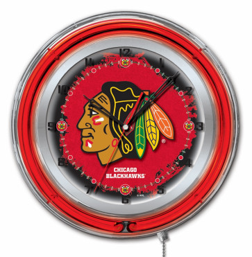 Chicago Balckhawks Logo Neon Clock 19 inch