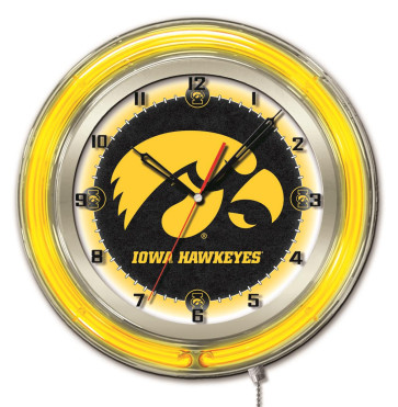 Iowa 19 Inch Neon Clock