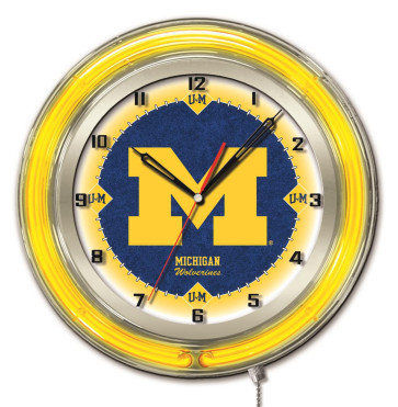 19" Neon University of Michigan Logo Clock