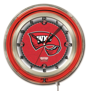 19" Neon Western Kentucky University Logo Clock