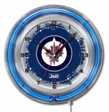 Winnipeg Jets Logo Neon Clock 19 Inch
