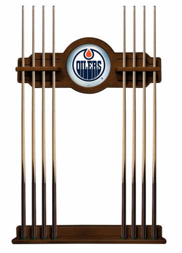 Edmonton Oilers Logo Billiard Cue Rack in Chardonnay Finish