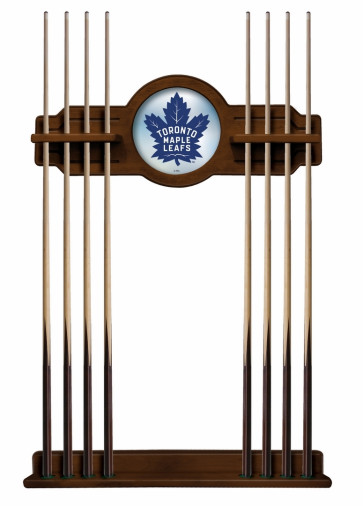 Toronto Maple Leafs Logo Billiard Cue Rack in Chardonnay Finish
