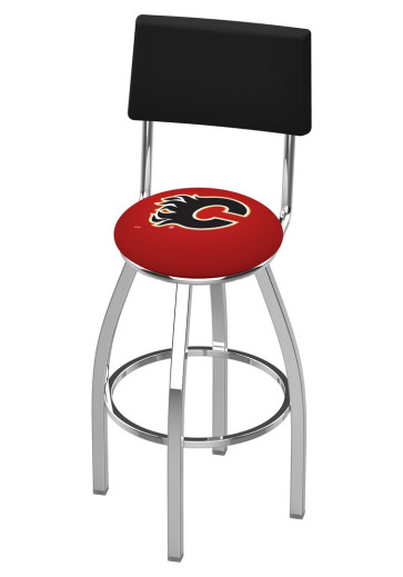 Calgary Flames Logo L8C4 Bar Stool with Back Rest