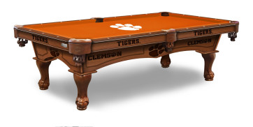 Clemson Pool Table With Logo Cloth