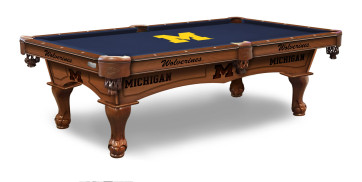 University of Michigan Pool Table With Logo Cloth