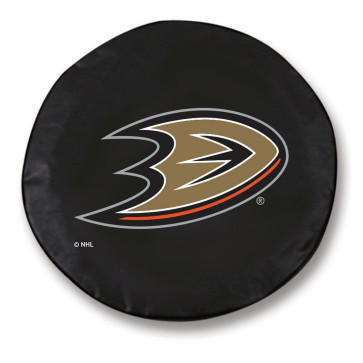 Anaheim Ducks Logo Spare Tire Cover on Black Vinyl