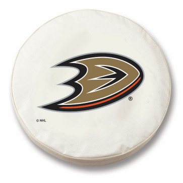 Anaheim Ducks Logo Tire Cover on White Vinyl