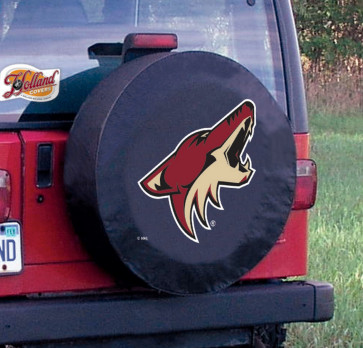 Arizona Coyotes Logo Tire Cover on Black Vinyl