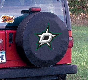 Dallas Stars Logo Jeep Wrangler Tire Cover on Black Vinyl