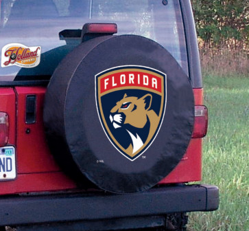 Florida Panthers Logo Jeep Wrangler Tire Cover on Black Vinyl