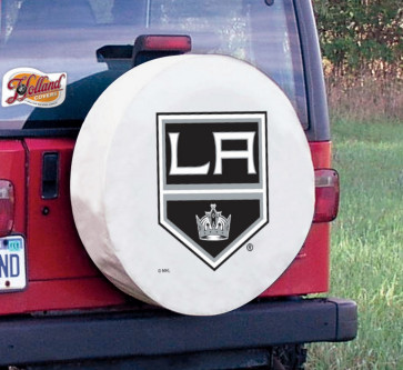 Los Angeles Kings Logo Jeep Wrangler Tire Cover on White Vinyl
