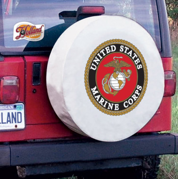 US Marine Corps Logo Tire Cover - White
