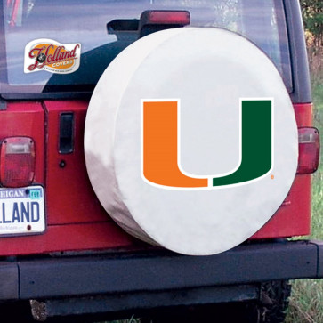 University of Miami Logo Tire Cover - White