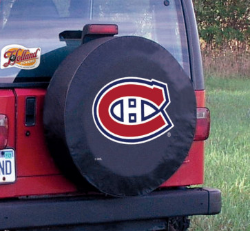 Montreal Canadiens Logo Jeep Wrangler Tire Cover on Black Vinyl