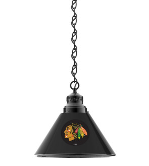 Chicago Blackhawks Logo Single Pendant Light with Black Finish