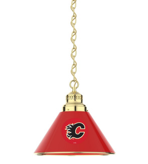 Calgary Flames Logo Single Pendant Light with Brass Finish
