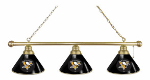 Pittsburgh Penguins Logo 3 Shade Billiard Light with Brass Finish