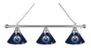 Edmonton Oilers Logo 3 Shade Billiard Lamp with Chrome Finish