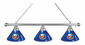 New York Islanders Logo 3 Shade Billiard Light in Chrome Finish