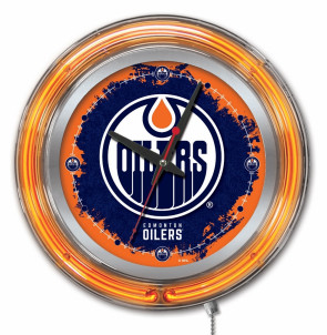 Edmonton Oilers Logo Neon Clock 15 inch