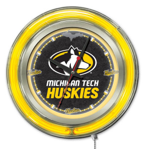 15" Neon Michigan Tech Logo Clock