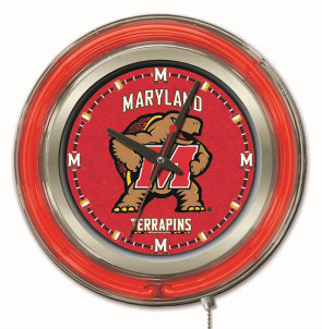 15" Neon University of Maryland Logo Clock