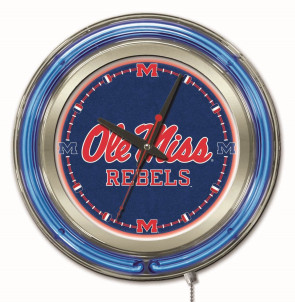 15" Neon University of Mississippi Logo Clock