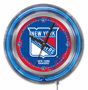 New York Rangers Logo Neon Clock 15 Inch