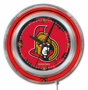 Ottawa Senators Logo Neon Clock 15 Inch
