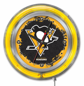 Pittsburgh Penguins Logo Neon Clock 15 inch