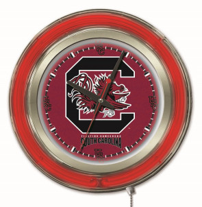 15" Neon University of South Carolina Logo Clock