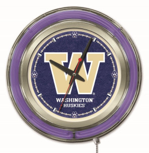 15" Neon University of Washington Logo Clock