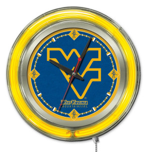 15" Neon West Virginia University Logo Clock
