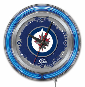 Winnipeg Jets Logo Neon Clock 15 Inch