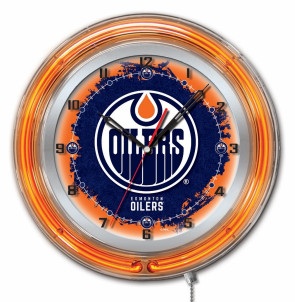 Edmonton Oilers Logo Neon Clock 19 inch