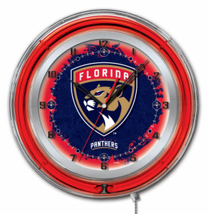 Florida Panthers Logo Neon Clock 19 inch