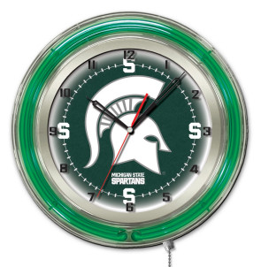 Michigan State 19 Inch Neon Clock Front  View