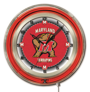 19" Neon University of Maryland Logo Clock