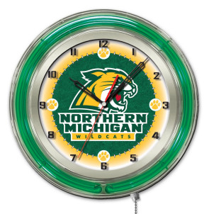 19" Neon Northern Michigan University Logo Clock