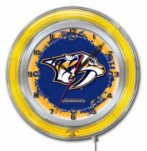 Nashville Predators Logo Neon Clock 19 inch