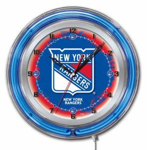 New York Rangers Logo Neon Clock 19 Inch