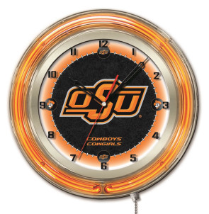 19" Neon Oklahoma State University Logo Clock