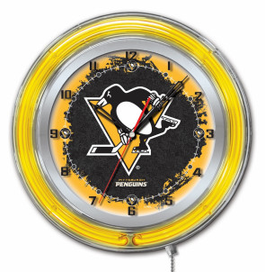 Pittsburgh Penguins Logo Neon Clock 19 Inch